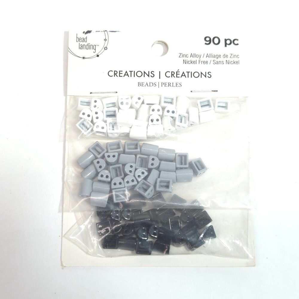 Bead Landing White Grey Black Zinc Alloy Craft Spacer Beads 90 pc NIP